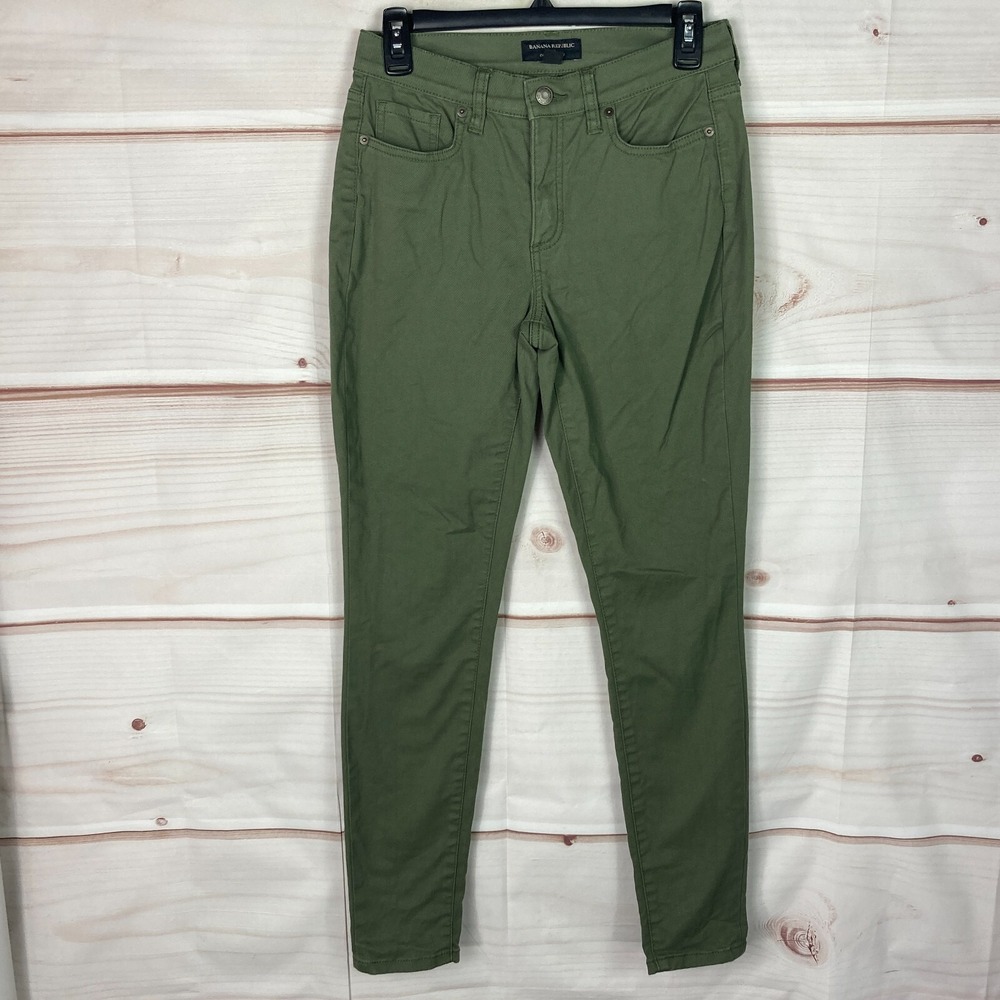 Banana Republic Pants Womens 26 2 Green Curvy Skinny Mid Rise Pockets Stretch